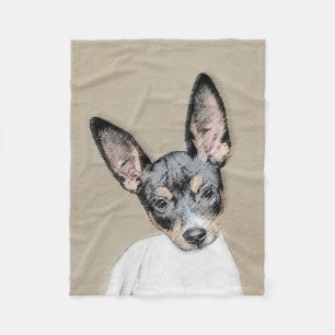Cobertor De Velo Pintura de Rat Terrier - Arte de Cachorro Original