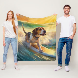 Cobertor De Velo Pintura de Surf da Praia Beagle