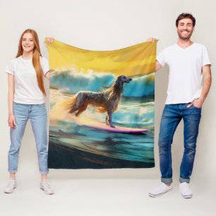 Cobertor De Velo Pintura de surf em praia de hound afegã