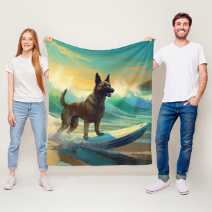 Cobertor De Velo Pintura de Surf na Praia com Malinoi Belga