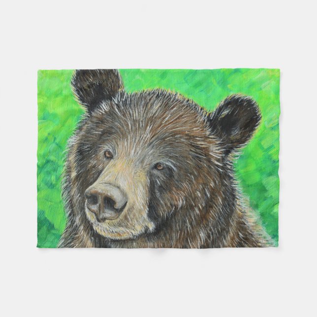 Cobertor De Velo Pintura de Urso Marrom (Frente (Horizontal))