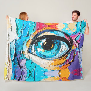 Cobertor De Velo Pintura Digital Abstrata a Óleo de Olhos Bonitos