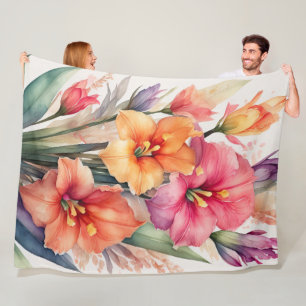 Cobertor De Velo Pintura em aquarela de Gladiolas
