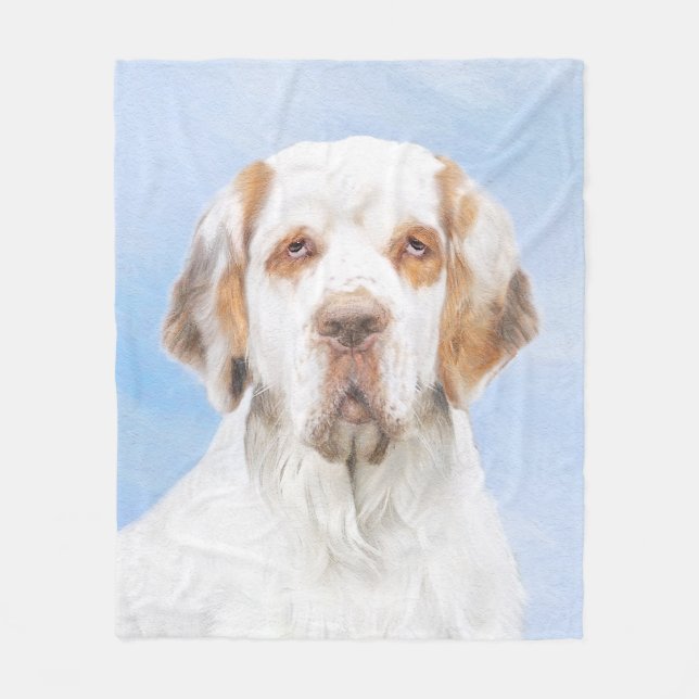 Cobertor De Velo Pintura em Espanhol Clumber - Arte Cão Original Bo (Frente)
