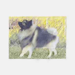 Cobertor De Velo Pintura Keeshond Aspen - Arte Original de Cachorro