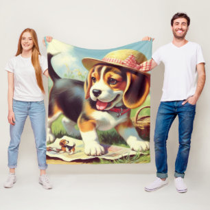 Cobertor De Velo Pintura para puppy com beagle