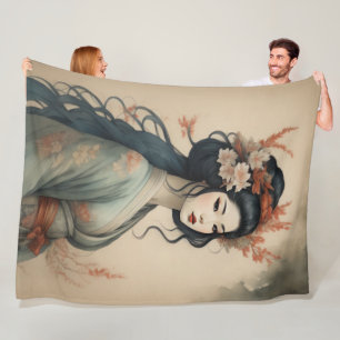 Cobertor De Velo Pintura Por Aquarela Lindas Flores Asiáticas