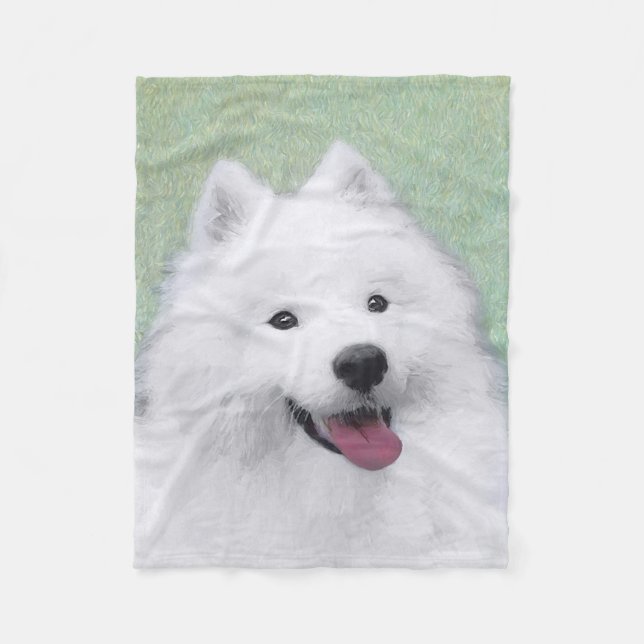 Cobertor De Velo Pintura Samoyed - Arte Cachorra Original (Frente)