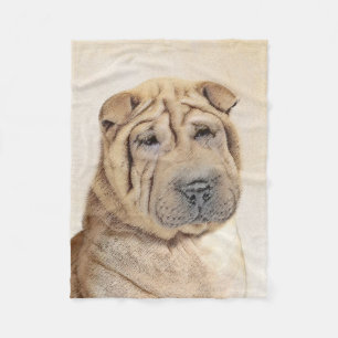 Cobertor De Velo Pintura Shar Pei - Arte Cachorra Original