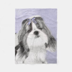 Cobertor De Velo Pintura Shih Tzu - Arte Cachorosa Original