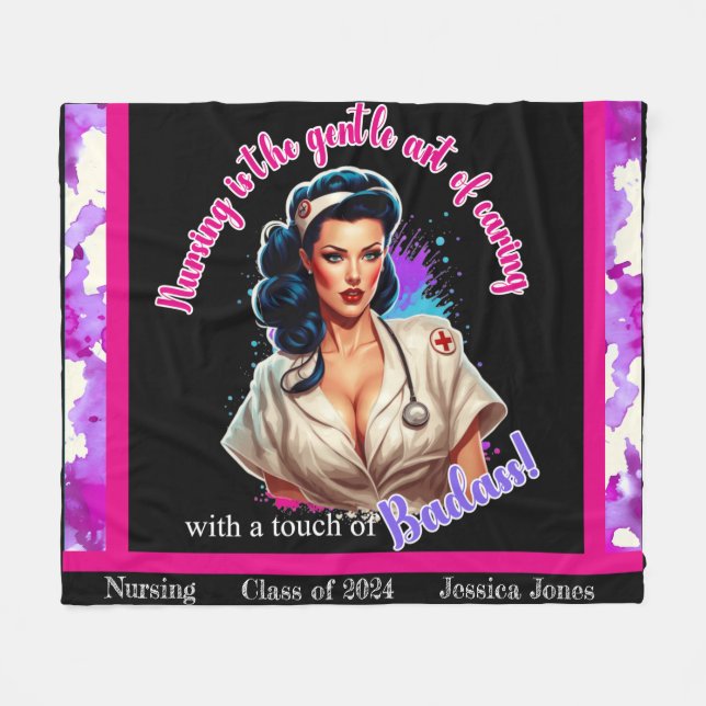 Cobertor De Velo Pinup_ Nurse Badass (Frente (Horizontal))