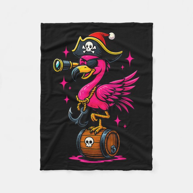 Cobertor De Velo Pirate Flamingo Adventure Map Jolly Roger Hallowee (Frente)