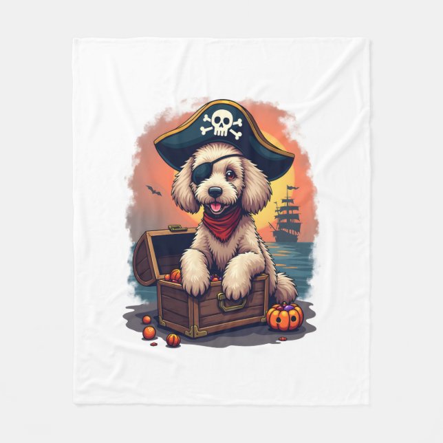 Cobertor De Velo Pirate Poodle Plunder (Frente)
