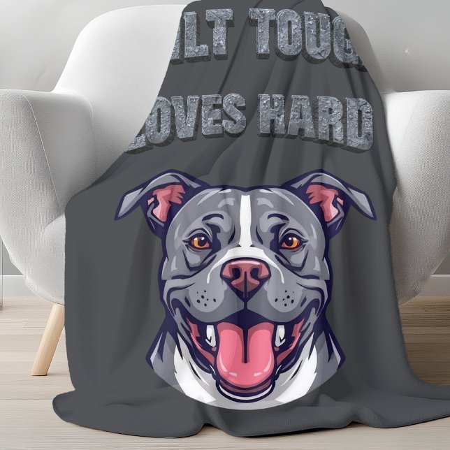Cobertor De Velo Pitbull Built Tough Loves Hard | Bully Dog Lover (Criador carregado)