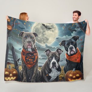 Cobertor De Velo Pitbull Halloween Spooky