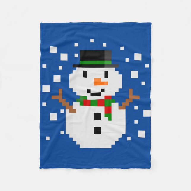 Cobertor De Velo Pixel Art BONECo de NEVE (Frente)