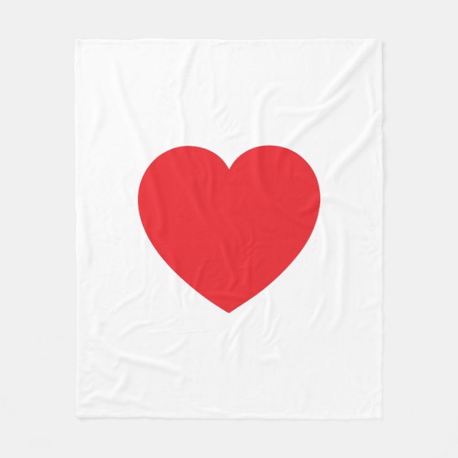 Cobertor De Velo Plain Modern White Red Love Heart Graphic (Frente)
