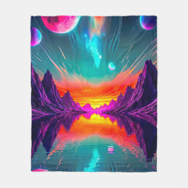 Cobertor De Velo Planeta Alien Neon Synthwave Retro Gamer