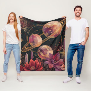 Cobertor De Velo Planeta com Anel de Cristal Cósmico Arte Fantasia