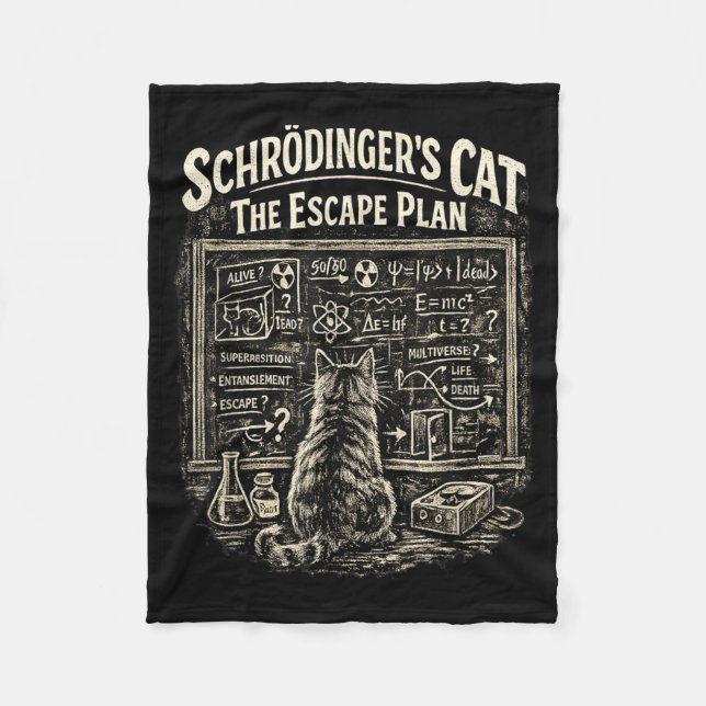 Cobertor De Velo Plano de Fuga Engraçado do Gato de Schrödingers Pr (Frente)