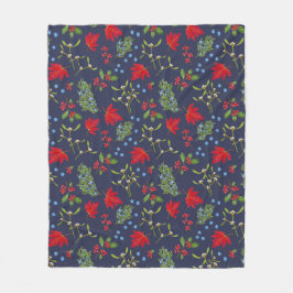Cobertor De Velo Plantas de Outono Padrão Botânico Feriado