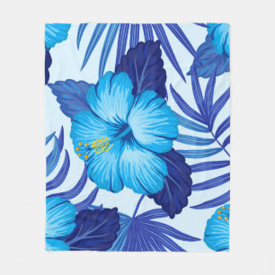 Cobertor De Velo Plantas tropicais havaianas, padrão de hibisco.