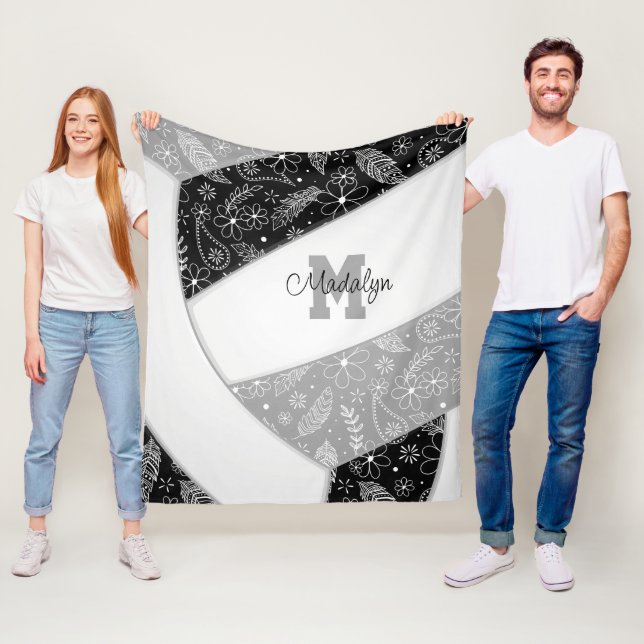 Cobertor De Velo plela floral penas cinza preta (In Situ)