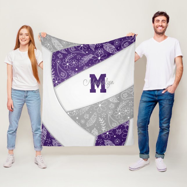 Cobertor De Velo plela floral penas de cinza roxa (In Situ)