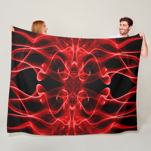 Cobertor De Velo Plumas de Fumaça Vermelha em Preto (In Situ)