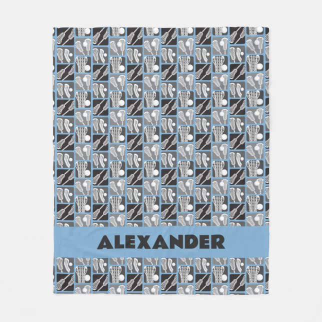 Cobertor De Velo Pó Azul Lacrosse Blocos de palitos e bolas (Frente)