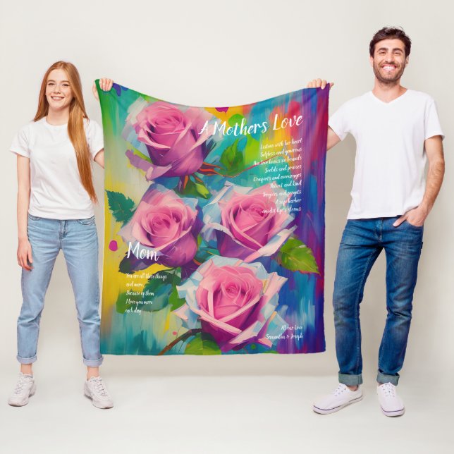 Cobertor De Velo Poema de Amor de Mãe Bold Lindas Rosas Rosa (In Situ)