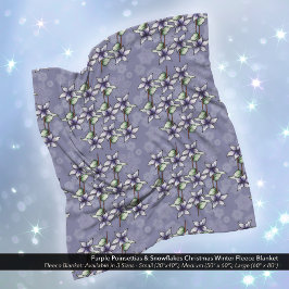 Cobertor De Velo Poinsetos roxos e flocos de neve no Natal
