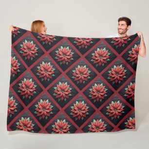 Cobertor De Velo Poinsettia Fleece Flanco Negro