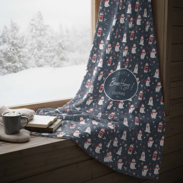 Cobertor De Velo Polar Bear Hugs Ano de Natal ID851 (Criador carregado)