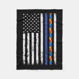 Cobertor De Velo Polícia de Linha Azul Thin apoia Autism 4 de julho