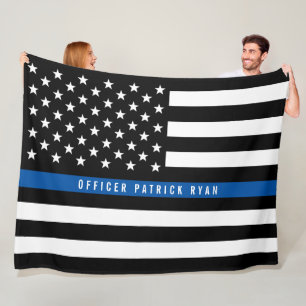 Cobertor De Velo Policial Thin Blue Line American Flag Monograma Gr