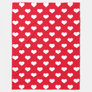 Cobertor De Velo Polka Hearts Red Fleece Blanket