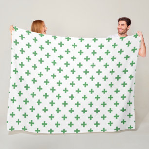 Cobertor De Velo Polka verde cruza em branco