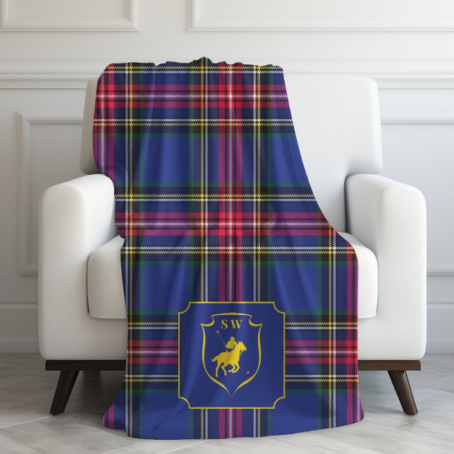 Cobertor De Velo Polo Equestre Xadrez Tartan Clássico Monogramado (Criador carregado)