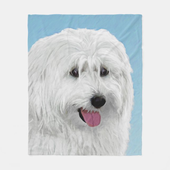 Cobertor De Velo Polonês Lowland Sheepdog Painting - Original Dog A (Frente)