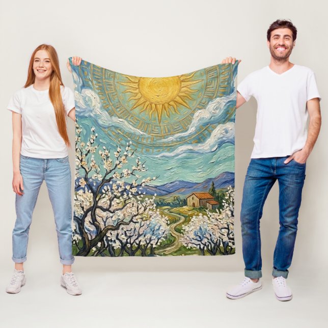 Cobertor De Velo Pomar de Amendoeiras ao Sol no Estilo de Van Gogh  (In Situ)