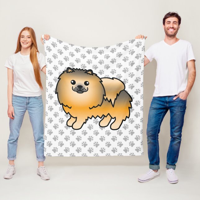 Cobertor De Velo Pomerânia Sable Laranja Cachorro de Desenho Animad (In Situ)