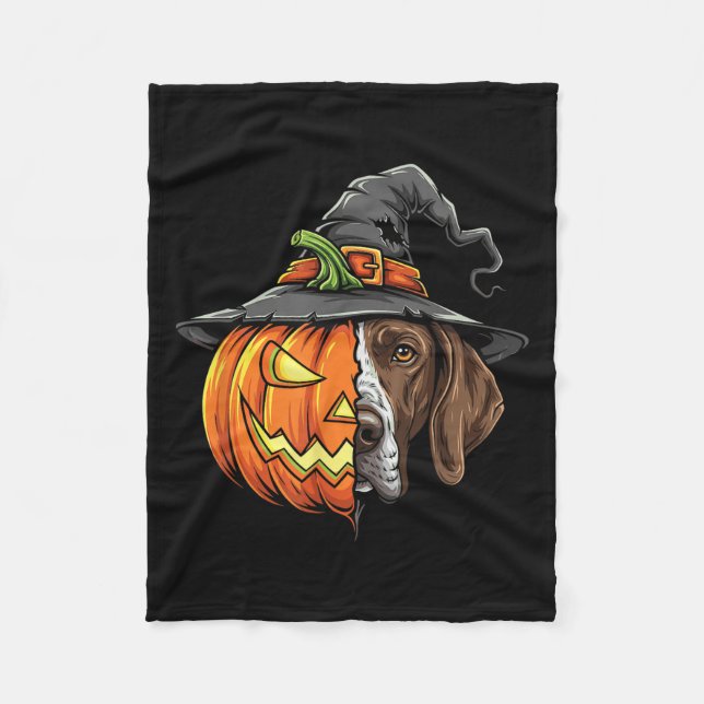 Cobertor De Velo Ponteiro alemão Shorthired Pumpkin Jack O Lantern (Frente)