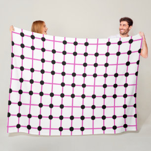 Cobertor De Velo Ponto Preto e Grade Rosa Padrão Geométrico
