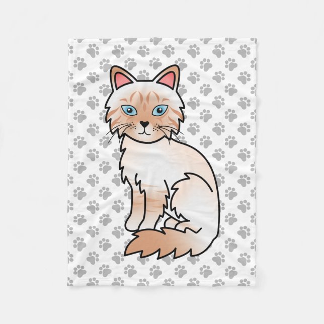 Cobertor De Velo Ponto Vermelho Tabby Birman / Ragdoll Gato Fofo &  (Frente)