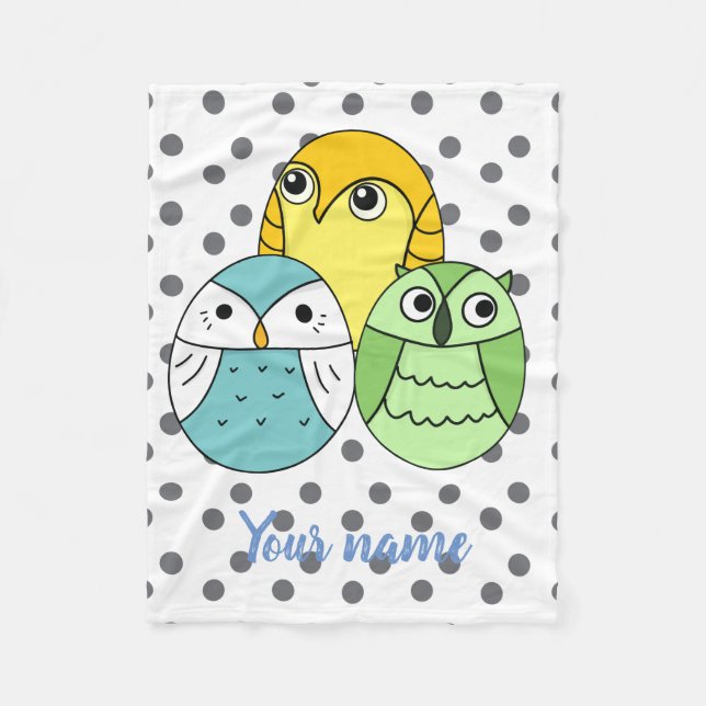 Cobertor De Velo Pontos adoráveis personalizados, corujas brancas (Frente)