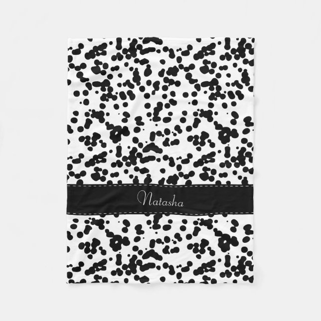 Cobertor De Velo Pontos Dalmatian preto e branco (Frente)