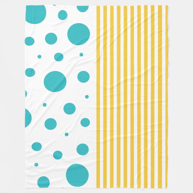 Cobertor De Velo Pontos e tiras - Turquesa e Amarelo (Frente)