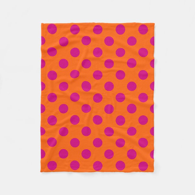 Cobertor De Velo Pontos fucsia em laranja (Frente)