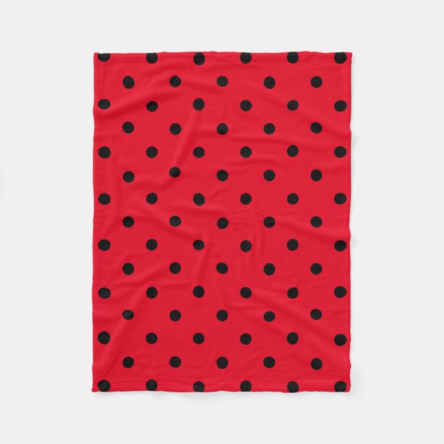 Cobertor De Velo Pontos Polka em Vermelho e Preto (Frente)
